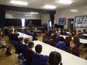 P3 and Bush Primary School at their Shared Education Art Project. 