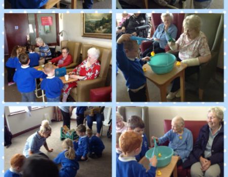 Playing games with our friends.